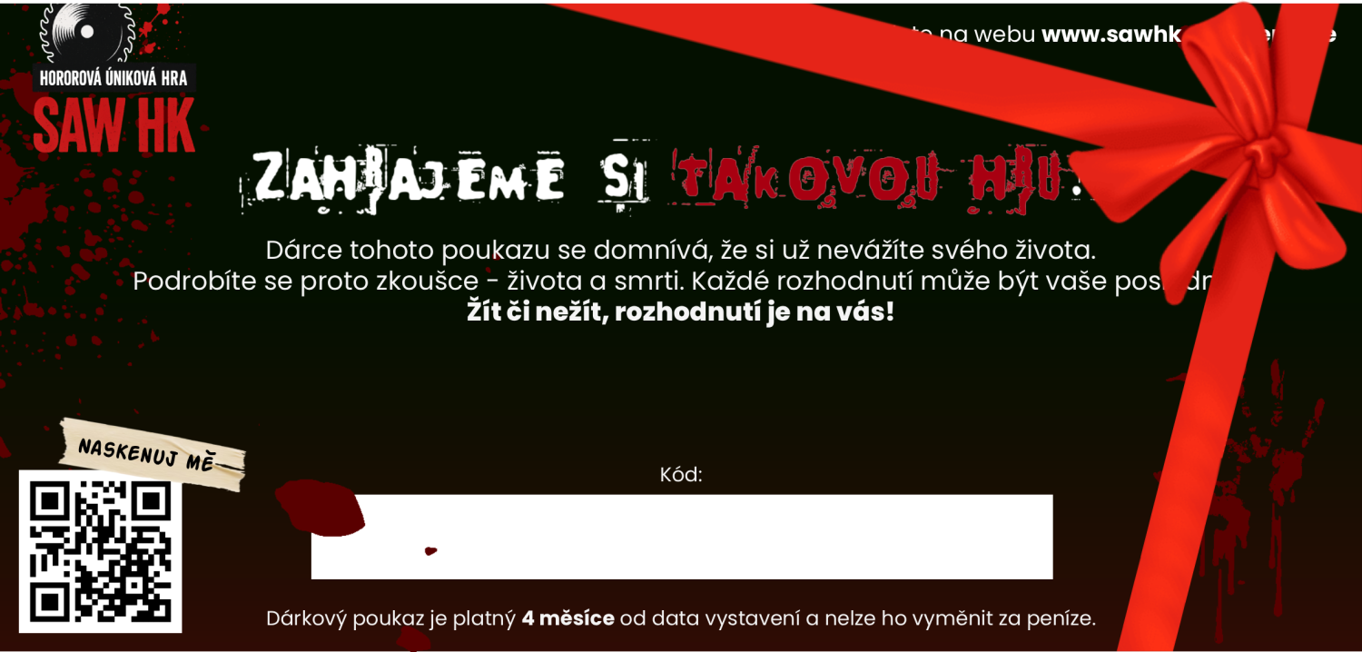 Dárkový poukaz - úniková hra Saw HK